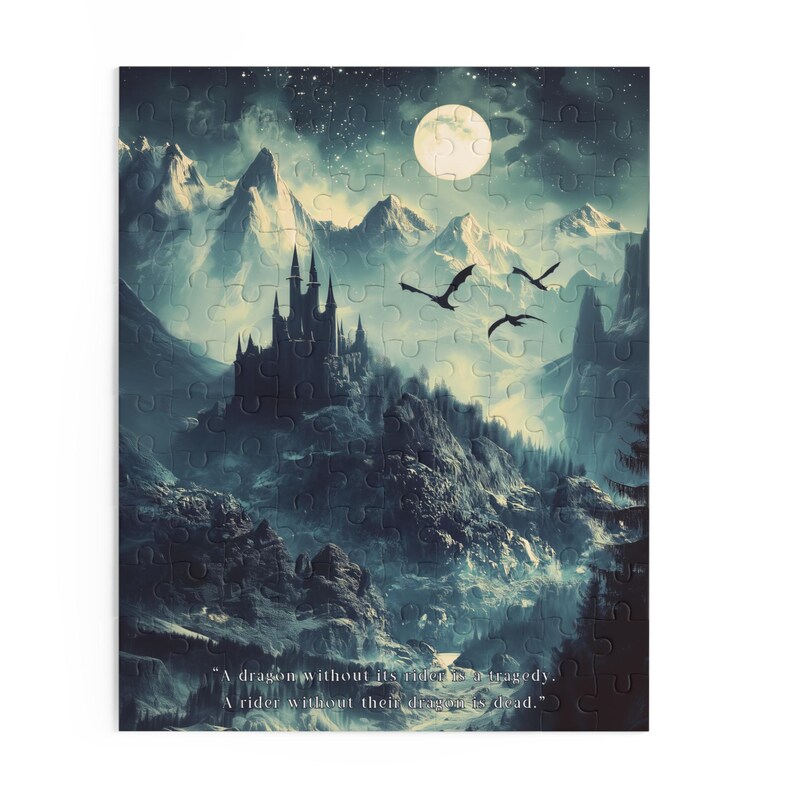 Fourth Wing Puzzle Basgiath War College Jigsaw Puzzle Dragon Rider Art Bookish Merch Book Nook Kit Gift for Book Lovers Book Room Decor image 4