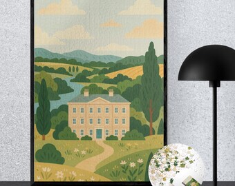 Pride and Prejudice Puzzle, Pemberley Illustration, Jane Austen Gift for Book Lovers, Bookish Merch, Jigsaw Puzzle for Adults, 1000 Piece