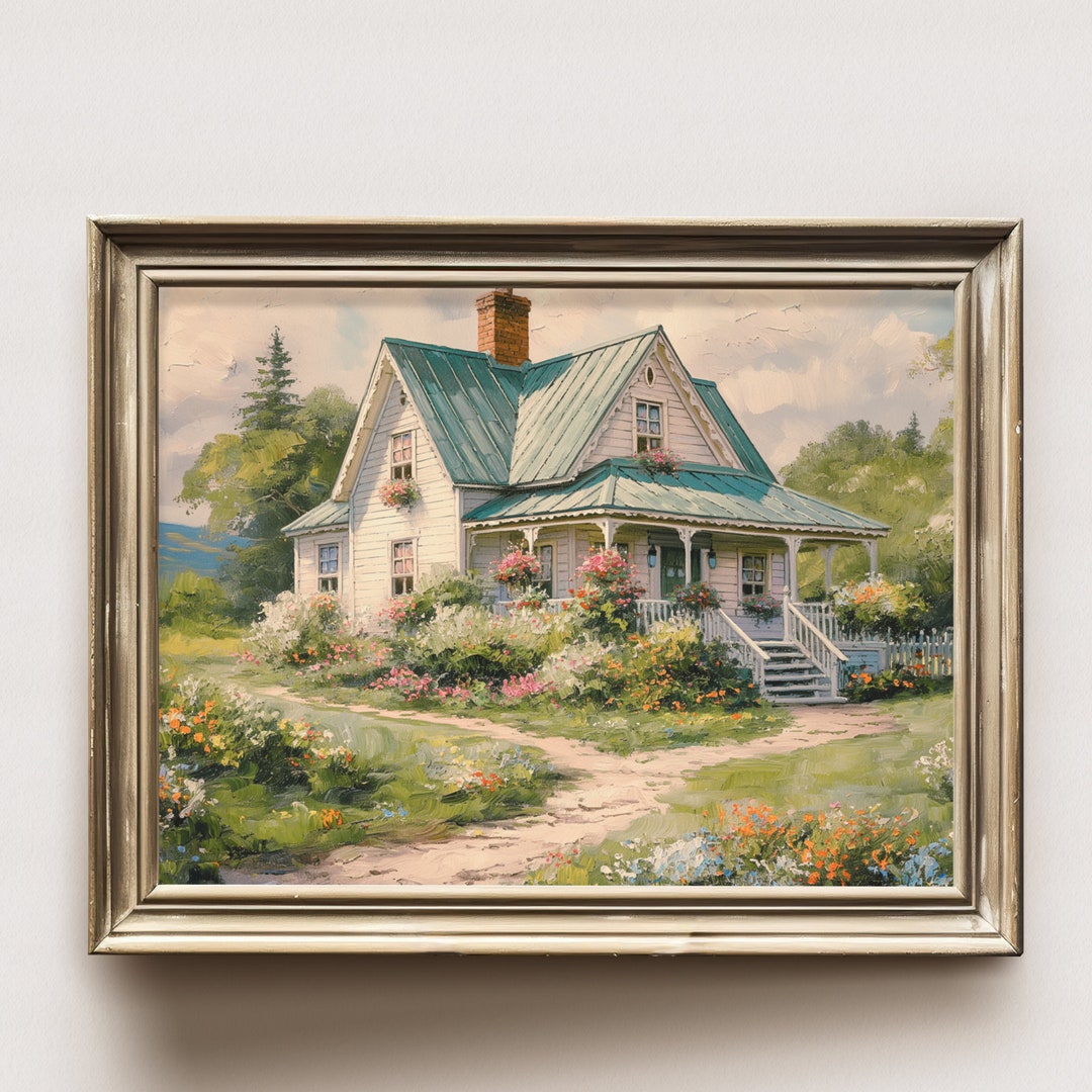 Vintage Country Cottage Art Print , Cozy Farmhouse Wall Art Print ...