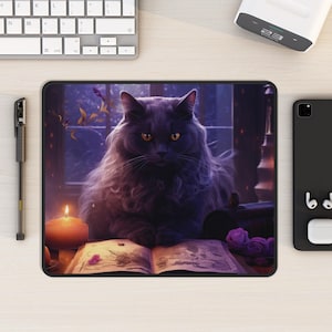 Witchy Katzen Mauspad Dark Academia Mousepad Gothic Schreibtisch Dekor Dark Fantasy Liebhaber Geschenk Katzenliebhaber Stilvolle Schreibtischunterlage Gamer Geschenk Mystisch