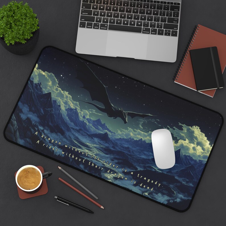 Fourth Wing Inspired Desk Mat Basgiath War College Custom Deskmat Fantasy Mouse Pad Bookish Merch Gamer Gift Book Nook Decor Aesthetic Desk 12" × 22"