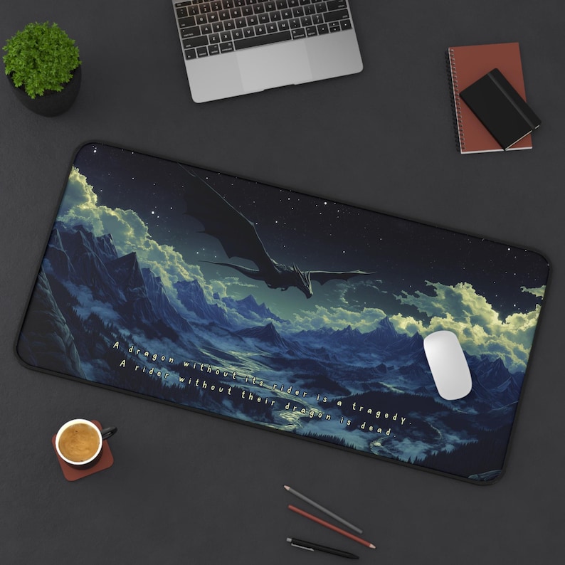 Fourth Wing Inspired Desk Mat Basgiath War College Custom Deskmat Fantasy Mouse Pad Bookish Merch Gamer Gift Book Nook Decor Aesthetic Desk 16" x 32"