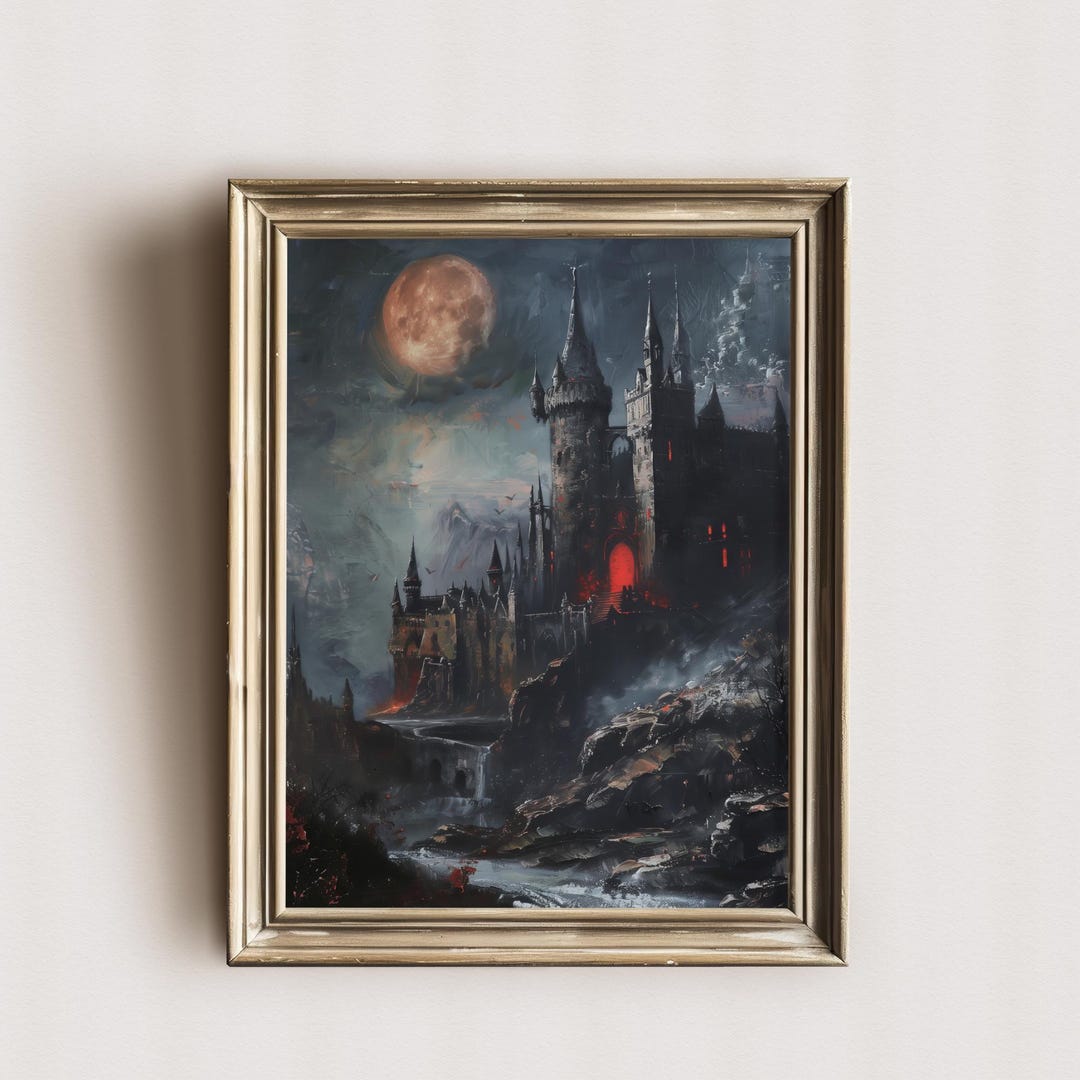 Gothic Castle Print Digital Download Dracula Art Print Moody Wall Art ...