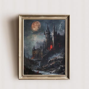Gothic Schloss Druck Digitaler Download Dracula Kunstdruck Stimmungsvolle Wandkunst Dark Academia, Castlecore, Dark Fantasy, Bücherwurm Druck, Buch Nook Kit