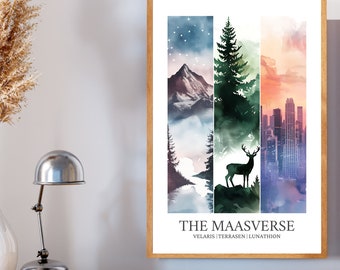 Velaris Terrasen Lunation Digital Print Maasverse Instant Download ACOTAR Throne of Glass Crescent city Bookish Wall Decor Acomaf Art