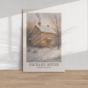 Orchard House Canvas Wrap Little Women Wall Art The March House Vintage Wall Art Cottagecore Decor Christmas Book Nook Kit Bookish Canvas