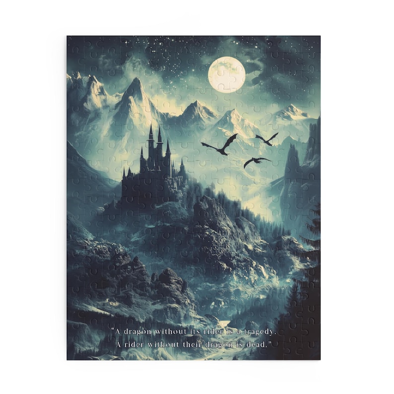 Fourth Wing Puzzle Basgiath War College Jigsaw Puzzle Dragon Rider Art Bookish Merch Book Nook Kit Gift for Book Lovers Book Room Decor image 3