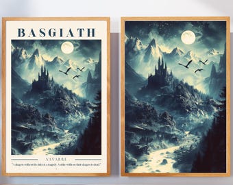 Fourth Wing Art Print Basgiath War College digital download Dragon Rider Printable wall Decor Bookish Digital Art Booknook Kit Book Lovers