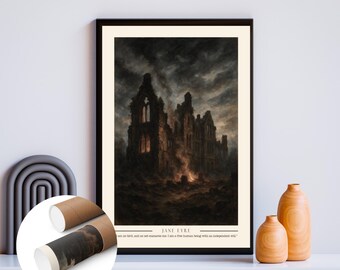 Jane Eyre Kunstdruck, Thornfield Hall Poster, UNGERAHMT, Dark Academia, Wandbild für gotische Literatur, Stimmungsvolle Dekoration für Leseecken