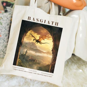 Fourth Wing Tote Bag Basgiath War College Dragon Ride Cotton Canvas Tote Bag Fantasy Lovers Gift Bookish Bag Book Bag Vintage Art Medieval