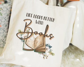 Book Lover's Cotton Tote Bag, Perfect for Readers, Eco-Friendly Gift for Bookworms, Library Bags Literary Tote Teachers Gift Casual Book Bag