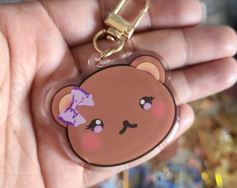 Purple Teddy Bear | Clear Acrylic Keychain | Accessory For Keys, Backpacks, Purses