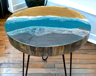 Coffee Table Grey&Blue Waves