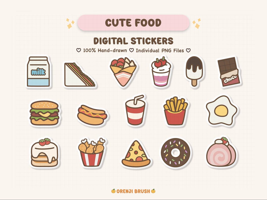 Cute Fast Food Digital Stickers | Kawaii Goodnotes Planner (instant ...