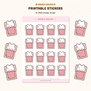 Cute Printable Stickers | Cute Goodnotes Stickers | Cute Cat Digital Stickers | Kawaii Stickers Printable | Kawaii daily life sticker
