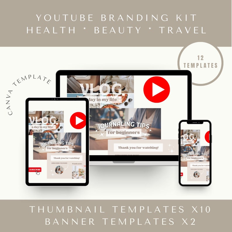 Ästhetische YouTube Branding Kit Vorlage Einfach anpassbar und sofortiger Download Bild 1