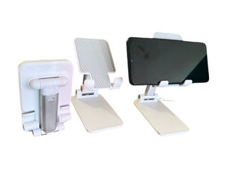 Foldable Adjustable Metal Phone Stand – Compact Desk Holder for Smartphones & Tablets