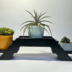 Handgjort träställ med 3 krukor | Multifunktionsdisplay | Anpassad färg | Ställ för inomhusväxter