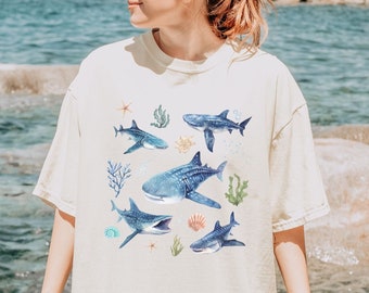 Whale Shark Comfort Colors Shirt, y2k Preppy Coconut Girl Comfort Color shirt, granola girl aesthetic, ocean inspired style, mermaidcore