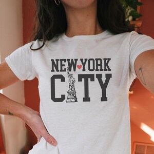 New York City Y2K Baby Tee, Coquette Shirt, Lucky Shirt, 90s Baby Tee, Downtown Teenage Girl Gift, Soft Girl Era Coquette Clothing Crop Top