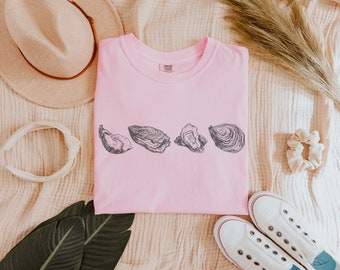 Oyster Y2K Comfort Colors Tee, Mermaidcore Shirt, 90s grandmillenial aesthetic, Seafood collage, coastal granddaughter top, granola girl