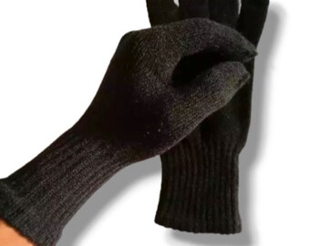 6 pairs of knitted gloves full finger and half finger black color