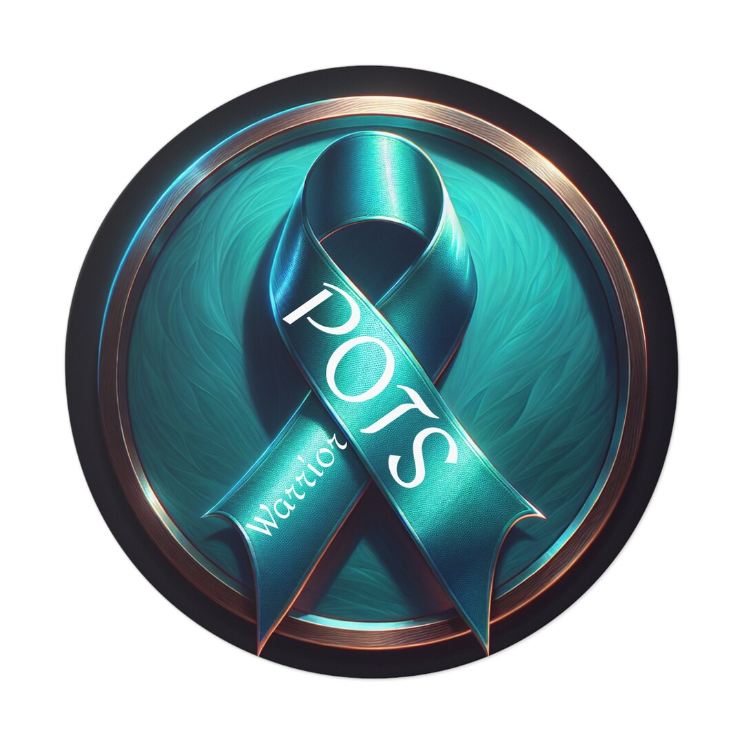 POTS Warrior Teal Ribbon Round Vinyl Stickers - Etsy