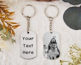 Custom Kids Picture Keychain For Dad,Personalized Photo Keychain,Drive Safe Daddy Custom Photo Keychain,First Fathers Day Gift From Baby