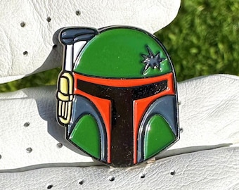 Marcador de pelota de golf inspirado en Boba Fett • Marcador de golf mandaloriano para hombres • Regalo de golf con casco de estrella • Regalo de Star Wars para golfistas • Accesorio de golf