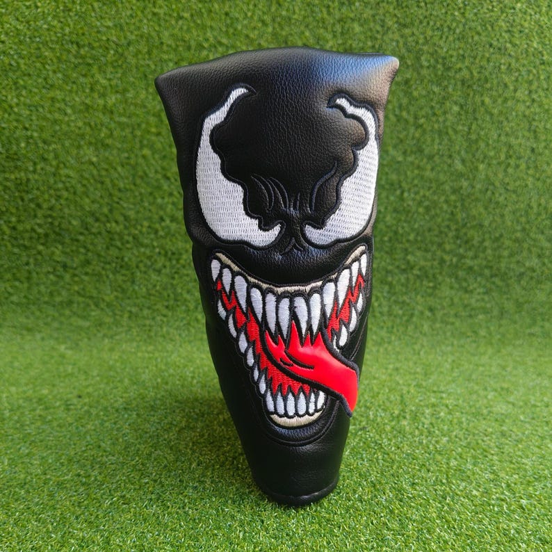 Venom inspirierte Golf Headcover, X-Man Fairway Holz & Drives Headcover, Einzigartiges Spider-Man Design, Blatt Putter Cover Bild 6
