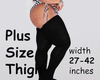 REAL PLUS SIZE Thigh Highs Socks, | Extra Long Over the Knee Long Socks, Thigh High Socks for thighs 27-42'' | + Free Thigh Belts