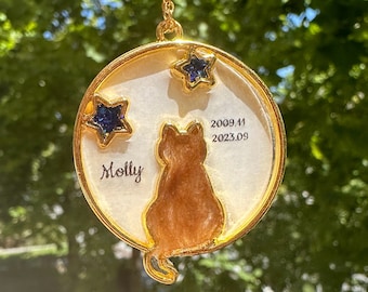 Lembrança de gato memorial - pelos e cinzas de animais de estimação em uma linda estátua de gato, lembrança exclusiva de cinzas de gato para amantes de animais de estimação