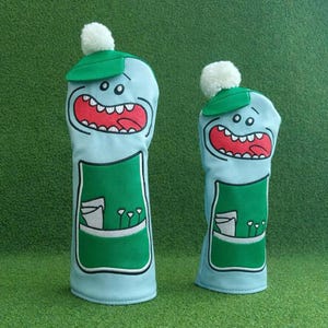 Funny Meeseeks Golf Driver Headcover | Pickle Rick Inspired Fairway Wood Head Cover | Birthday  Gift for Men