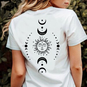 Moon Phase Shirt for Women, Lunar Cycle Sun and Moon Shirt, Celestial Moon T-Shirt, Astronomy Lover Gift, Boho Moon Phase Tee