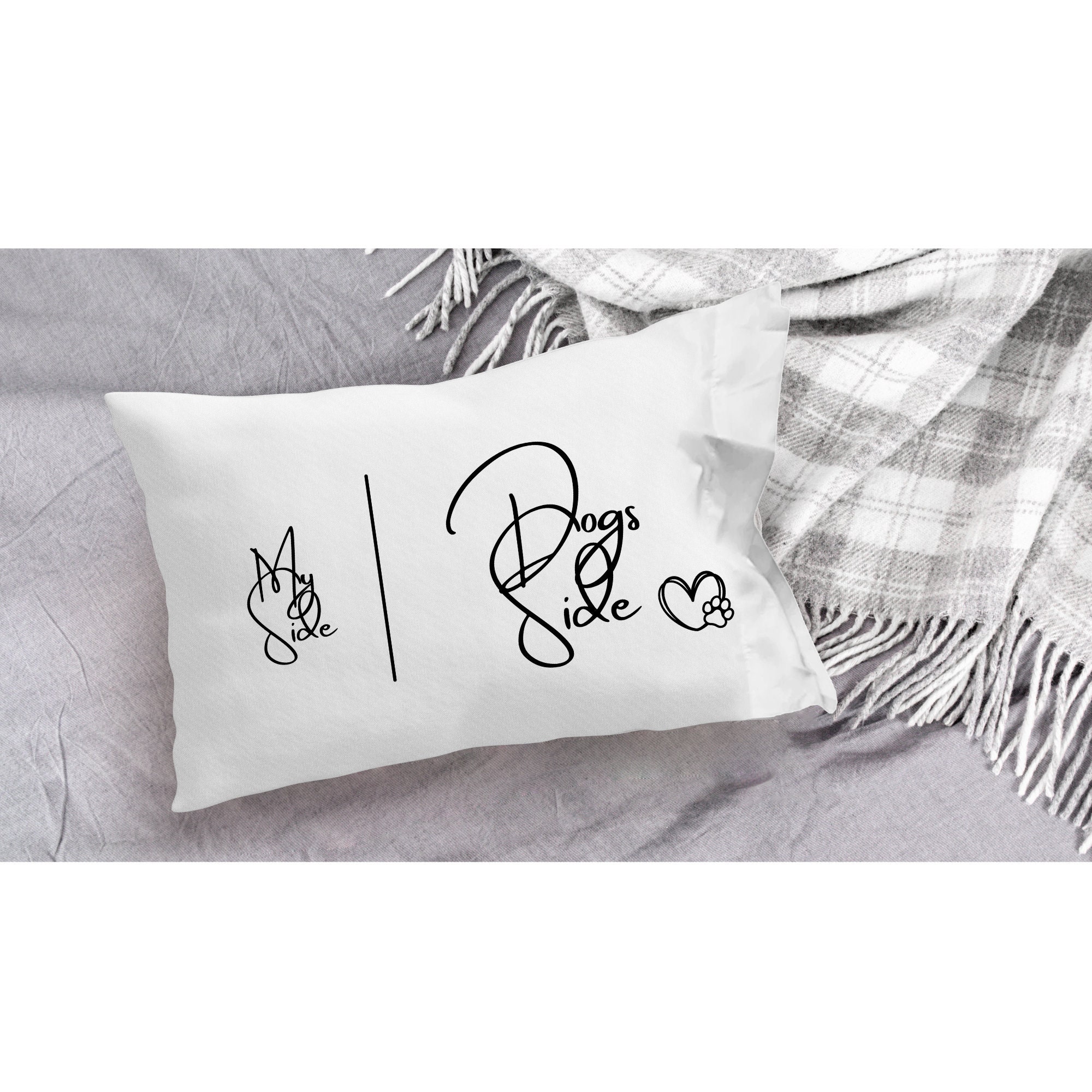 Sarung Bantal Pasangan Motif Anjing "Side My Side Your Side" – Set Isi 2, Ukuran 20x30 Inci, 100% Katun