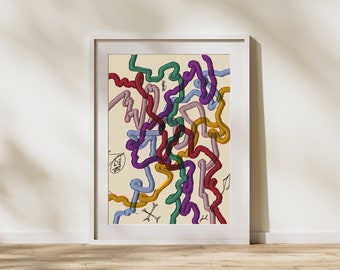 arte de pared abstracto imprimible, arte digital pintado a mano, decoración del hogar, decoración de la oficina, decoración de la pared - "La Mente"