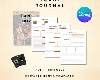 Tarot Journal, Printable, PLR Resell Rights, Daily Tarot Journal, Tarot Workbook, Tarot Planner, Witchy Journal Pages, Editable