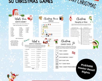 50 Printable Christmas Games Bundle, Christmas Party Games, Christmas Game Printable, Christmas Family Games, Master Resell Rights, PLR, MRR