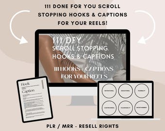111 DFY Hooks & Captions, PLR, MRR, Faceless Digital Marketing, Instagram, TikTok, Storytelling, Master Resell Rights, Done For You