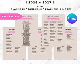 NEW 2026/2027 7500+ Done For You PLR MRR Digital Products Bundle, Digital Printable Planners/Trackers/Journals, Master Resell Rights, Canva