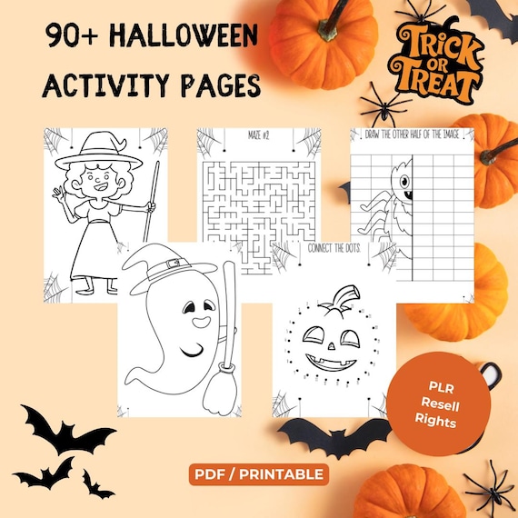 90+ Halloween Activity Pages for Kids, Printable PDF, PLR, MRR, Halloween Activity Book, Halloween Activity Sheets, Kids Busy Book, Bundle