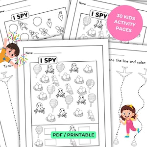 30 Kids Activity Pages, Printable PDF, Kids Activity Book, Busy Book, Activity Pack, Summer Holidays, Digital Products, Instant Download