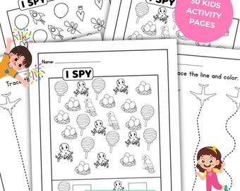 30 páginas de actividades para niños, PDF imprimible, libro de actividades para niños, libro de actividades, paquete de actividades, vacaciones de verano, productos digitales, descarga instantánea