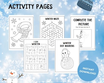 50 Kids Winter Activity Book Bundle, Activity Pages, Busy Book, Preschool Learning Activities, Printable PDF, Instant Download