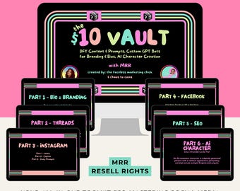 10 Dollar Vault, MRR, DFY Hooks & Captions, Stories, Master Resell Rights, Digital Products, Done for You, Social Media