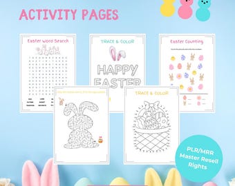 50 Easter Activity Pages for Kids Printable PDF, PLR, MRR, Easter Activity Book, Easter Activity Sheets, Homeschooling, Master Resell Rights