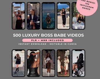 500 Boss Babe Reels Videos, PLR, MRR, Luxury Aesthetic Boss Babe Reels Bundle, Faceless Reels Videos, Instagram, TikTok, DFY