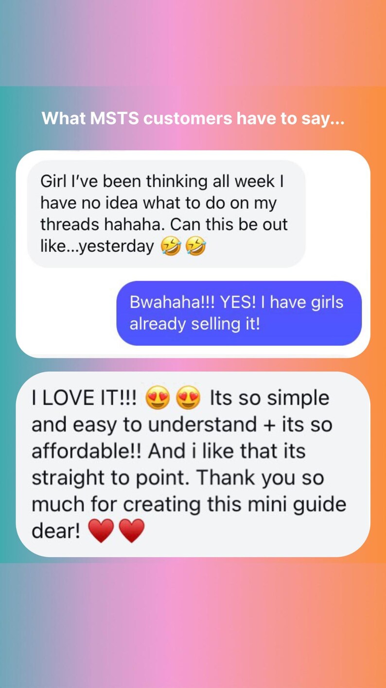 May include: Screenshots of customer reviews for a digital product. The reviews are positive and highlight the product's ease of use, affordability, and helpfulness. The text includes phrases like "I LOVE IT!" and "It's so simple and easy to understand".