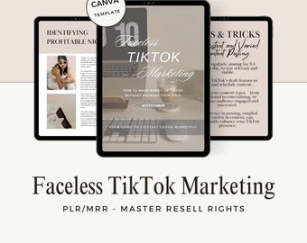 TikTok Faceless Marketing Guide, Master Resell Rights, Digital Marketing, MRR, PLR, Done For You, Passive Income, Canva Template