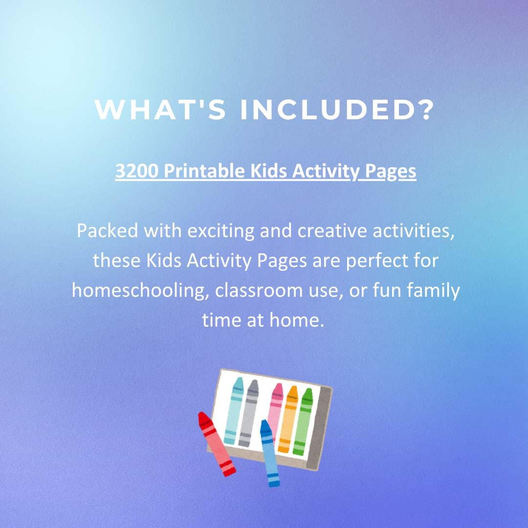 3200 Kids Activity Book Bundle, PLR, Canva, Activity Pages, Busy Book ...